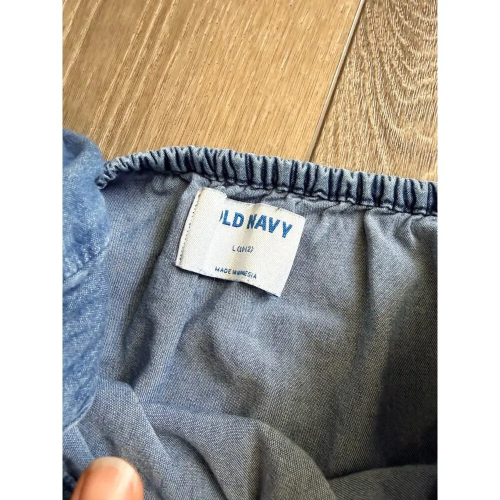 Old Navy Girls Chambray Romper with Cute Front Bow Detail